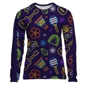 Женский 3D лонгслив с неоновыми иконками фестиваля