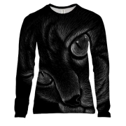 Женский 3D лонгслив с контурной мордочкой кота