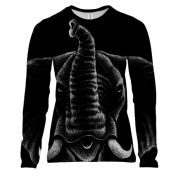 Женский 3D лонгслив со контурным слоном