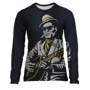 Женский 3D лонгслив с гитаристом в шляпе