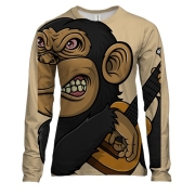 Женский 3D лонгслив с обезьяной и гитарой