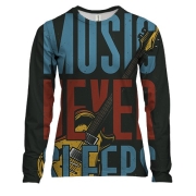 Женский 3D лонгслив music never sleeps