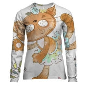 Женский 3D лонгслив с кошкой в юбке