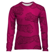 Женский 3D лонгслив с розовыми гепардами