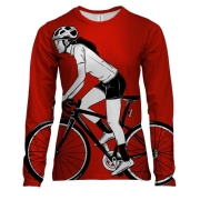 Жіночий 3D лонгслів з дівчиною на велосипеді