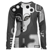 Женский 3D лонгслив с арт музыкальными инструментами