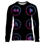 Женский 3D лонгслив с музыкальными кнопками