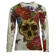 Женский 3D лонгслив с черепом в разных цветах
