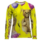 Женский 3D лонгслив с мишками и шариками