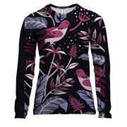 Женский 3D лонгслив с красными птицами на ветке