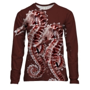 Жіночий 3D лонгслів з закоханими червоними морськими кониками