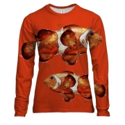 Жіночий 3D лонгслів з закоханими рибами клоунами