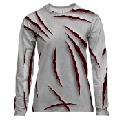 Жіночий 3D лонгслів з червоними подряпинами