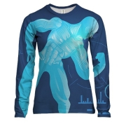 Жіночий 3D лонгслів з синім бодибилдером