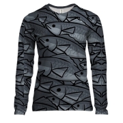 Жіночий 3D лонгслів з сірими рибками