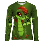 Жіночий 3D лонгслів з зеленим дракончиком