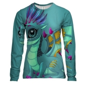 Жіночий 3D лонгслів з бірюзовим дракончиком