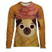 Женский 3D лонгслив с мопсом в кексе