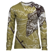 Жіночий 3D лонгслів з рибою і вудкою