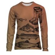 Жіночий 3D лонгслів з атрибутикою для риболовлі