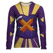 Женский 3D лонгслив с фиолетовыми губами