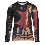 Жіночий 3D лонгслів з дівчиною що грає в боулінг