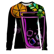 Женский 3D лонгслив с неоновыми коктейлями