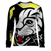 Женский 3D лонгслив с черно-белым котом