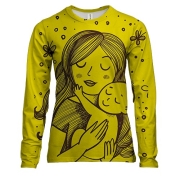 Жіночий 3D лонгслів з мамою і дитиною