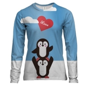 Женский 3D лонгслив с влюбленными пингвинами
