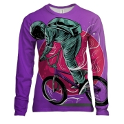 Жіночий 3D лонгслів з астронавтом на велосипеді