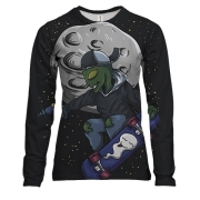 Жіночий 3D лонгслів з прибульцем на скейті