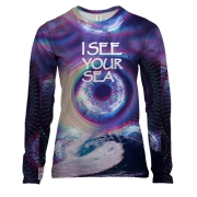 Женский 3D лонгслив с надписью "I see your sea"