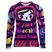 Жіночий 3D лонгслів з барвистою жінкою космонавтом