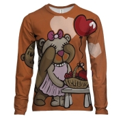 Жіночий 3D лонгслів з закоханими плюшевими ведмедиками