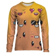 Жіночий 3D лонгслів з анімешні емодзі