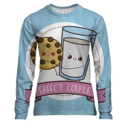 Женский 3D лонгслив с молоком и печеньем