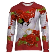 Женский 3D лонгслив с влюбленными голубками