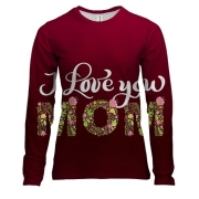 Женский 3D лонгслив I love you Mom