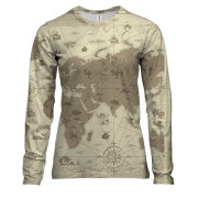 Женский 3D лонгслив со старой картой мира