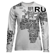 Жіночий 3D лонгслів з текстовою картою світу