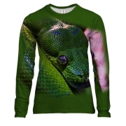 Жіночий 3D лонгслів із зеленою змією рептилією