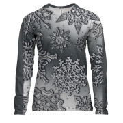 Жіночий 3D лонгслів зі срібною сніжинкою