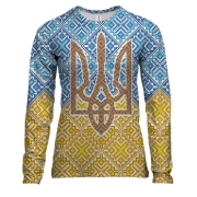 Жіночий 3D лонгслів з українським візерунком і гербом