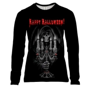 Жіночий 3D лонгслів Happy Halloween (з черепом)