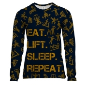 Жіночий 3D лонгслів Eat Lift Sleep Repeat