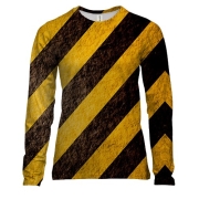 Женский 3D лонгслив с черно-желтыми полосами