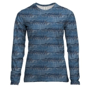 Женский 3D лонгслив с джинсовой текстурой