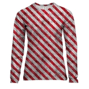 Жіночий 3D лонгслів з червоно-білими смугами