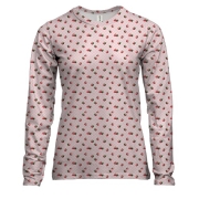 Жіночий 3D лонгслів з полуничними шпалерами